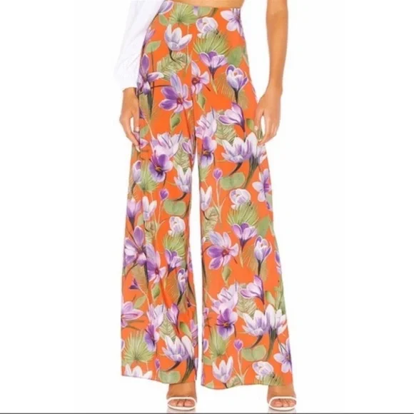 ALICE + OLIVIA Athena Wide Leg Pant Floral Palm - Picture 1 of 7